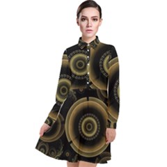 Fractal Fractal Art Fantasy Long Sleeve Chiffon Shirt Dress