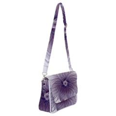 Purple Lavender Wisps White Shoulder Bag With Back Zipper