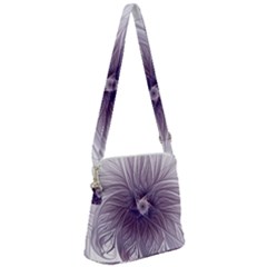 Purple Lavender Wisps White Zipper Messenger Bag