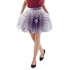 Purple Lavender Wisps White A-line Pocket Skirt by Pakrebo