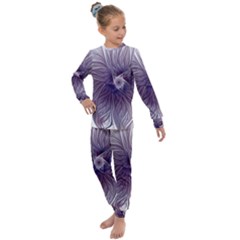 Purple Lavender Wisps White Kids  Long Sleeve Set  by Pakrebo