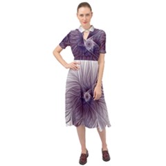 Purple Lavender Wisps White Keyhole Neckline Chiffon Dress