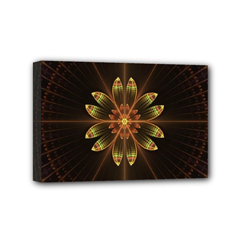 Fractal Floral Mandala Abstract Mini Canvas 6  X 4  (stretched) by Pakrebo