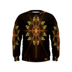 Fractal Floral Mandala Abstract Kids  Sweatshirt by Pakrebo