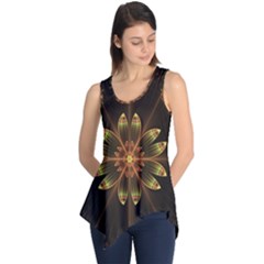 Fractal Floral Mandala Abstract Sleeveless Tunic by Pakrebo