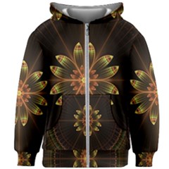 Fractal Floral Mandala Abstract Kids  Zipper Hoodie Without Drawstring by Pakrebo