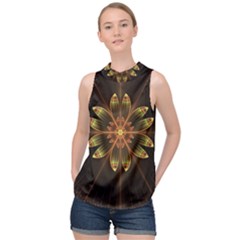 Fractal Floral Mandala Abstract High Neck Satin Top