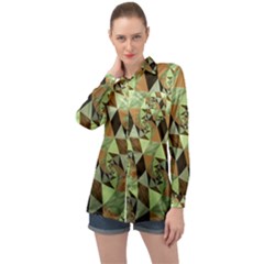 Fractal Mosaic Abstract Fractal Art Long Sleeve Satin Shirt