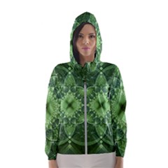 Fractal Green St Patrick S Day Women s Hooded Windbreaker by Pakrebo