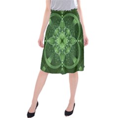 Fractal Green St Patrick S Day Midi Beach Skirt by Pakrebo