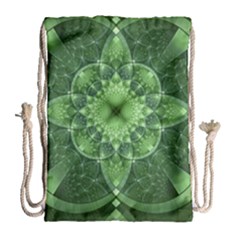 Fractal Green St Patrick S Day Drawstring Bag (large) by Pakrebo