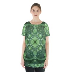 Fractal Green St Patrick S Day Skirt Hem Sports Top by Pakrebo