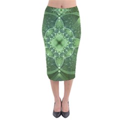 Fractal Green St Patrick S Day Velvet Midi Pencil Skirt by Pakrebo