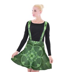 Fractal Green St Patrick S Day Suspender Skater Skirt by Pakrebo