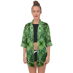 Fractal Green St Patrick S Day Open Front Chiffon Kimono