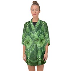 Fractal Green St Patrick S Day Half Sleeve Chiffon Kimono by Pakrebo