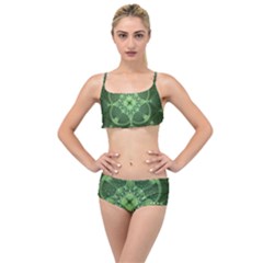 Fractal Green St Patrick S Day Layered Top Bikini Set by Pakrebo