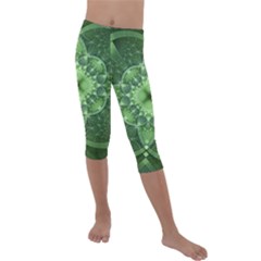 Fractal Green St Patrick S Day Kids  Lightweight Velour Capri Leggings  by Pakrebo