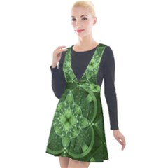 Fractal Green St Patrick S Day Plunge Pinafore Velour Dress by Pakrebo