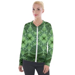 Fractal Green St Patrick S Day Velour Zip Up Jacket