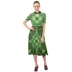 Fractal Green St Patrick S Day Keyhole Neckline Chiffon Dress