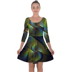 Fractal Abstract Design Fractal Art Quarter Sleeve Skater Dress by Pakrebo