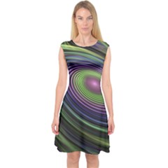 Fractal Pastel Fantasy Colorful Capsleeve Midi Dress by Pakrebo