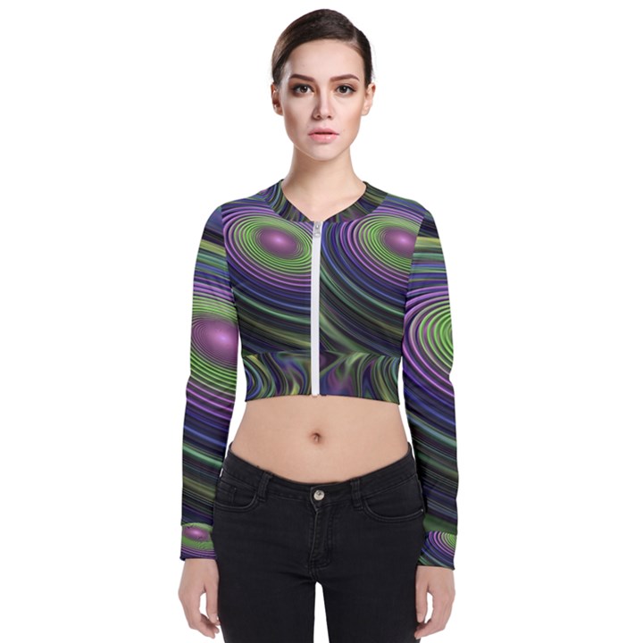 Fractal Pastel Fantasy Colorful Long Sleeve Zip Up Bomber Jacket