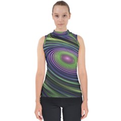 Fractal Pastel Fantasy Colorful Mock Neck Shell Top