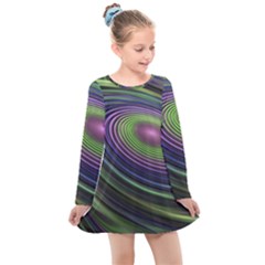 Fractal Pastel Fantasy Colorful Kids  Long Sleeve Dress by Pakrebo