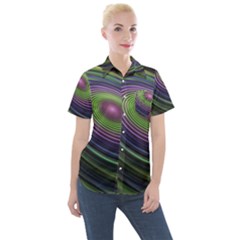 Fractal Pastel Fantasy Colorful Women s Short Sleeve Pocket Shirt