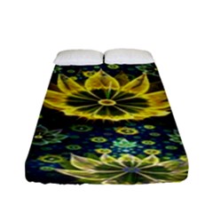 Fractal Undersea Flowers Abstract Fitted Sheet (full/ Double Size) by Pakrebo