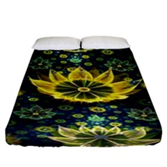 Fractal Undersea Flowers Abstract Fitted Sheet (queen Size) by Pakrebo