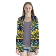 Fractal Undersea Flowers Abstract Drape Collar Cardigan by Pakrebo