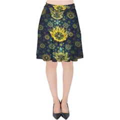 Fractal Undersea Flowers Abstract Velvet High Waist Skirt by Pakrebo