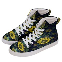 Fractal Undersea Flowers Abstract Men s Hi-top Skate Sneakers by Pakrebo