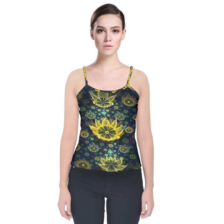 Fractal Undersea Flowers Abstract Velvet Spaghetti Strap Top