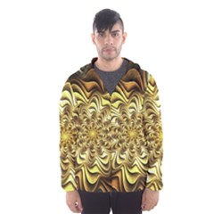 Fractal Flower Petals Gold Men s Hooded Windbreaker by Pakrebo