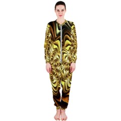 Fractal Flower Petals Gold Onepiece Jumpsuit (ladies)  by Pakrebo