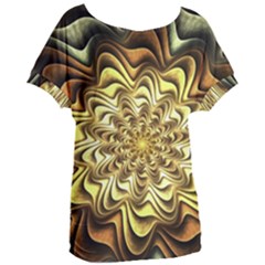 Fractal Flower Petals Gold Women s Oversized Tee by Pakrebo