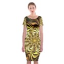 Fractal Flower Petals Gold Classic Short Sleeve Midi Dress View1