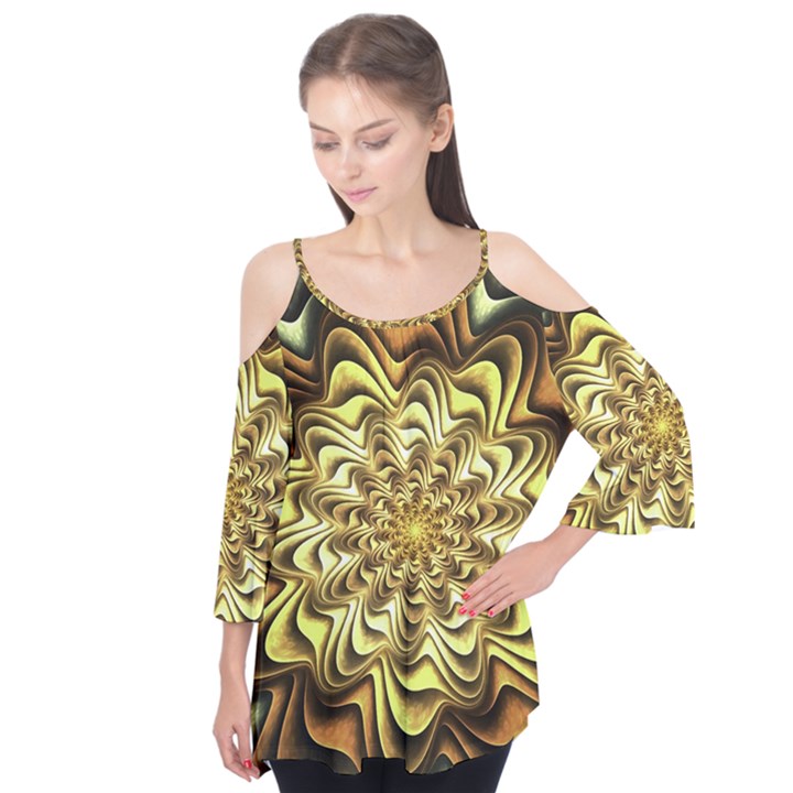 Fractal Flower Petals Gold Flutter Tees