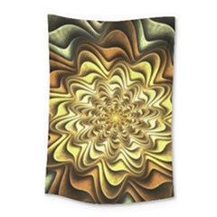 Fractal Flower Petals Gold Small Tapestry by Pakrebo