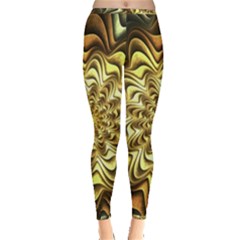 Fractal Flower Petals Gold Inside Out Leggings by Pakrebo