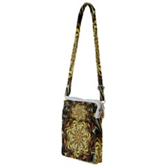 Fractal Flower Petals Gold Multi Function Travel Bag by Pakrebo