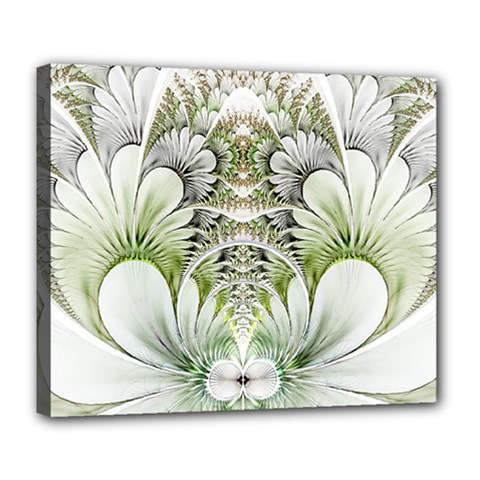 Fractal Delicate White Background Deluxe Canvas 24  X 20  (stretched) by Pakrebo