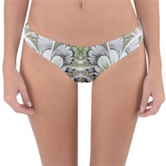 Fractal Delicate White Background Reversible Hipster Bikini Bottoms by Pakrebo