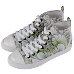 Fractal Delicate White Background Women s Mid-top Canvas Sneakers by Pakrebo