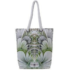 Fractal Delicate White Background Full Print Rope Handle Tote (small) by Pakrebo