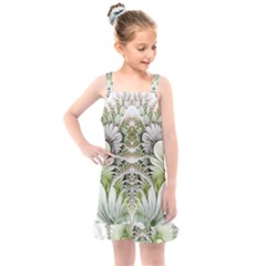 Fractal Delicate White Background Kids  Overall Dress by Pakrebo